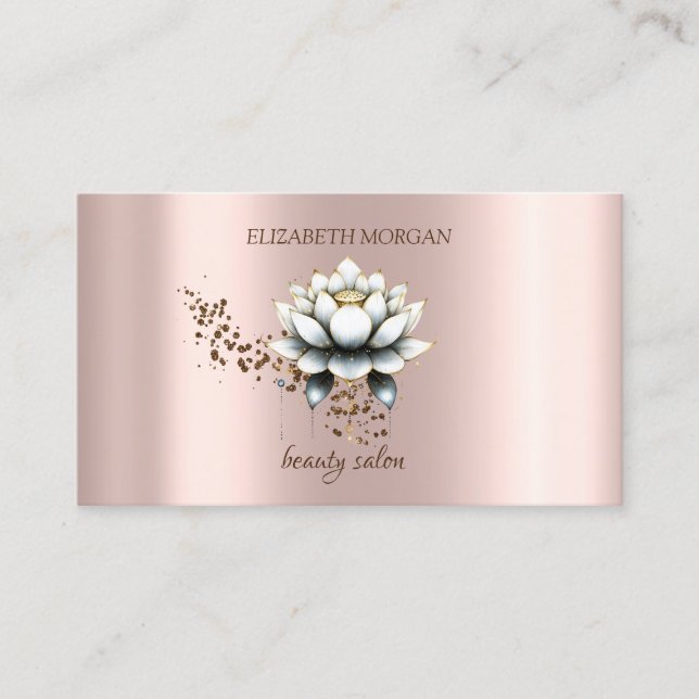Carte De Visite Élégant moderne élégant Diamants Blancs Lotus (Devant)