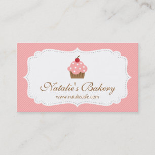 Carte De Visite Élégant, Moderne, Gâteau Rose, Boulangerie