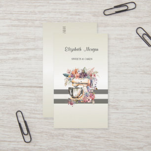 Carte De Visite Élégant Moderne, Grillé, Mélangeur floral pâtissie