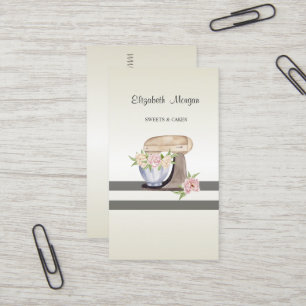 Carte De Visite Élégant Moderne, Grillé, Pâtisserie Floral Retro M