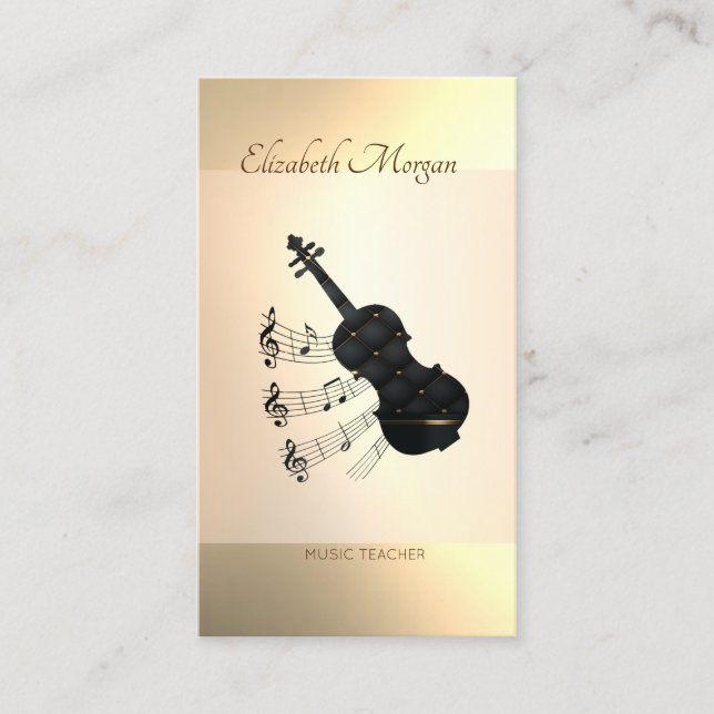 Carte De Visite Elégant Moderne, Guitare, Professeur de Musique (Devant)