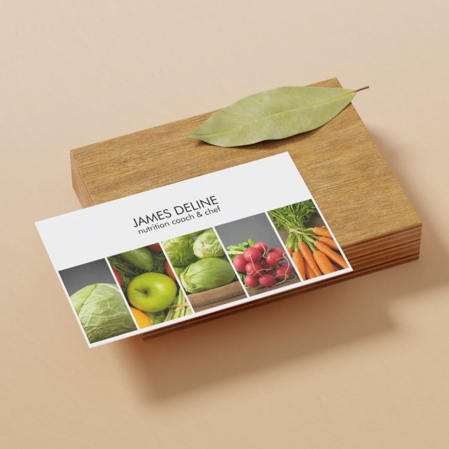 Carte De Visite Elégant moderne Légumes blancs nutritionniste Chef (Créateur téléchargé)