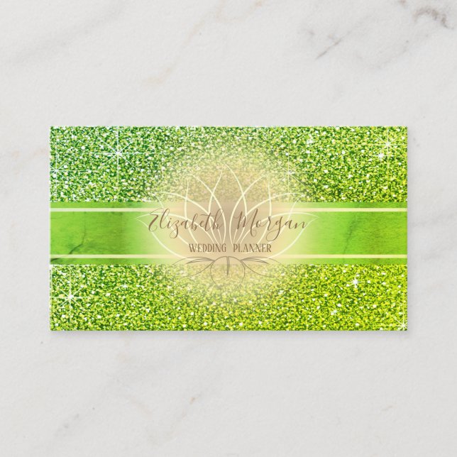 Carte De Visite Elégant Moderne Luxe Parties scintillant Verte Ban (Devant)