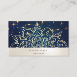 Carte De Visite Elégant Moderne Mandala Stars Marine Bleu