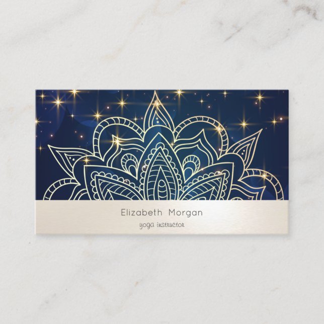 Carte De Visite Elégant Moderne Mandala Stars Marine Bleu (Devant)
