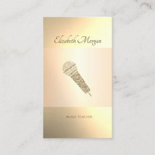 Carte De Visite Élégant Moderne, Microphone Doré, Professeur de Mu