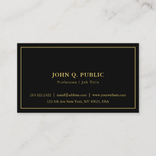 Carte De Visite Élégant Moderne Minimal Simple Modèle Black Gold