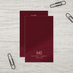 Carte De Visite Élégant Moderne Monogramme Vertical en Texte Doré
