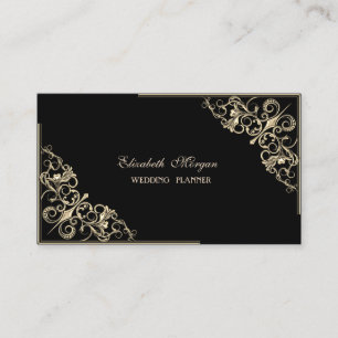 Carte De Visite Élégant moderne, Noir, Cadre Or