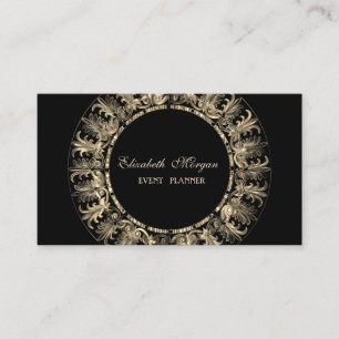 Carte De Visite Élégant moderne, Noir, Flèches cadres or