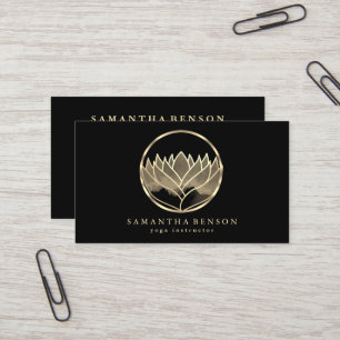 Carte De Visite Élégant Moderne Or Lotus Logo Élégant Cuivre 