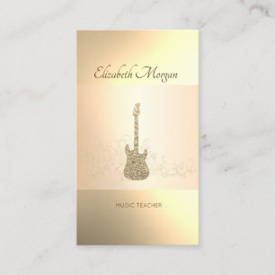 Carte De Visite Elégant Moderne, Parties scintillant d'or Guitare,