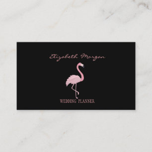 Carte De Visite Élégant Moderne Professionnel Flamingo Noir, Rose