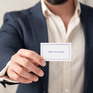 Carte De Visite Élégant Moderne Professionnel Minimal Blanc & Bleu