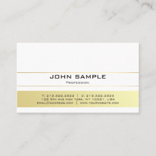 Carte De Visite Élégant Moderne Professionnel Simple en Or Blanc