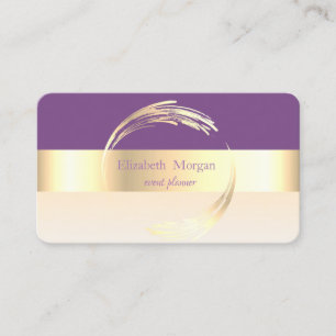 Carte De Visite Élégant Moderne Rayé Élégant Violet, Or