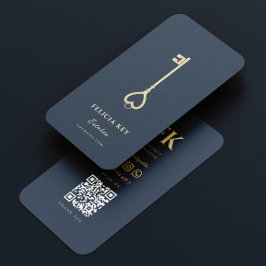 Carte De Visite Élégant Moderne Réaliseur Immobilier Agent Bleu fo