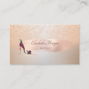 Carte De Visite Élégant moderne, Rose Brush Stroke, talons hauts