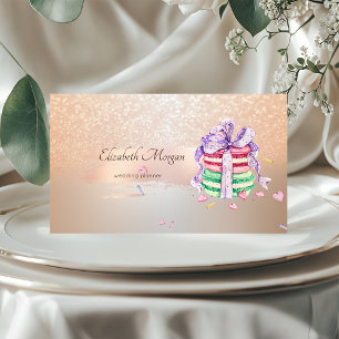 Carte De Visite Élégant Moderne, Rose Gold Brush Stroke, Macarons