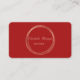 Carte De Visite Élégant Moderne, Rouge, Cercle Doré