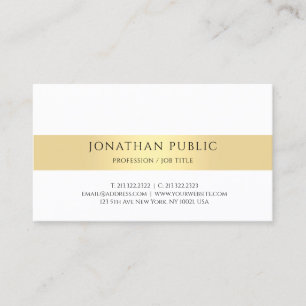 Carte De Visite Élégant Moderne Simple Gold White Professional