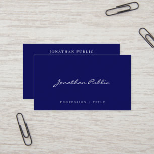 Carte De Visite Élégant Moderne Simple Modèle Script Bleu Marine