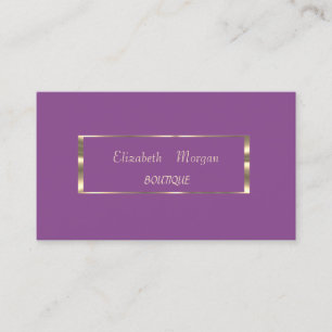 Carte De Visite Élégant, Moderne, Violet, Cadre Or