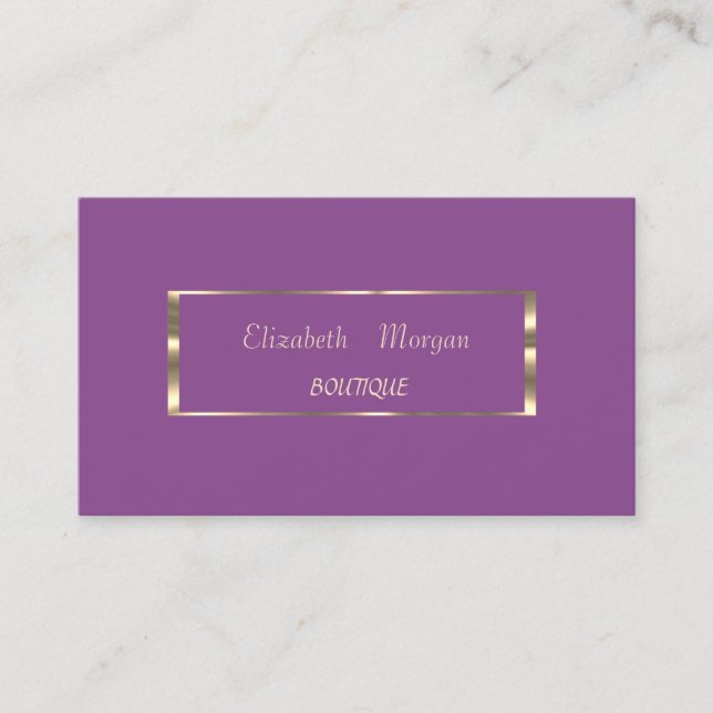 Carte De Visite Élégant, Moderne, Violet, Cadre Or (Devant)