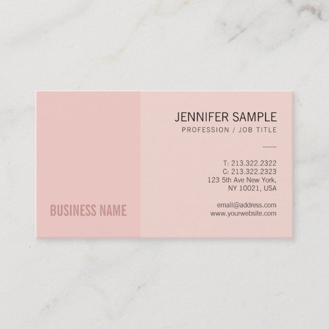 Carte De Visite Élégant Modish Blush Rose Créatif Plaine tendance (Devant)