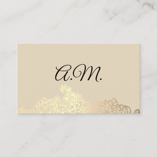Carte De Visite Élégant Monogram Gold Floral (Devant)