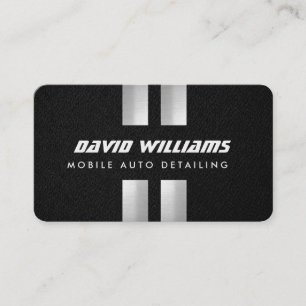 Carte De Visite Élégant Monogramme blanc moderne FAUX Argent rayé