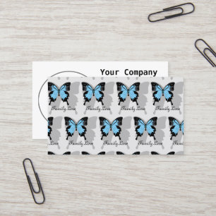 Carte De Visite Élégant Monogramme d'ombre à papillon bleu