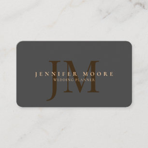 Carte De Visite Élégant Monogramme d'or gris clair professionnel