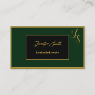 Carte De Visite Élégant Monogramme et logo personnalisé noir noir