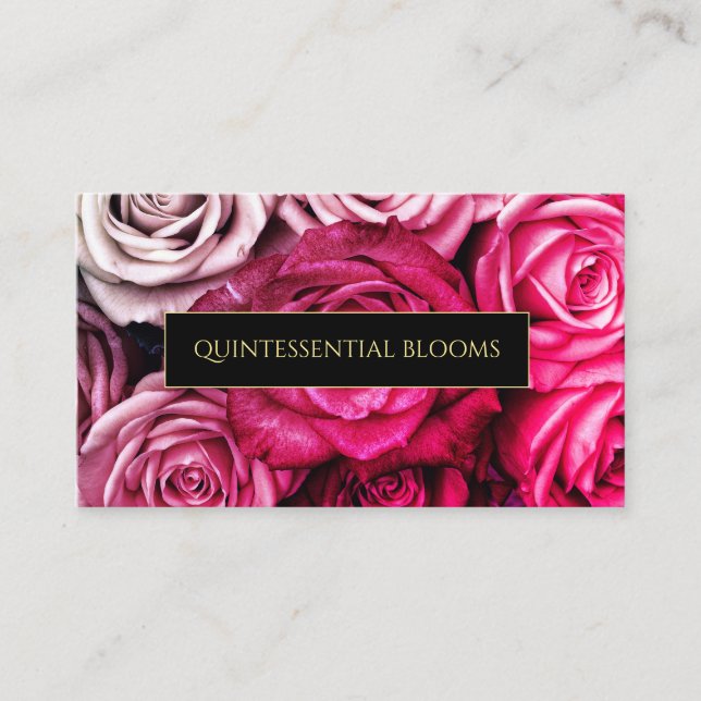 Carte De Visite Élégant Monogramme Et Roses Roses Rose Fleuriste (Devant)