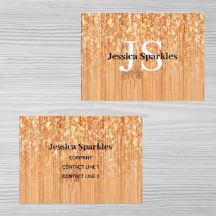 Carte De Visite Élégant monogramme imprimé bambou bois orange scin