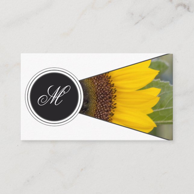Carte De Visite Élégant monogramme jaune tournesol fleuriste blanc (Devant)