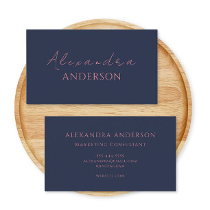 Carte De Visite Élégant Monogramme minimaliste bleu rose bleu mari