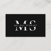 Élégant monogramme moderne blanc noir professionne