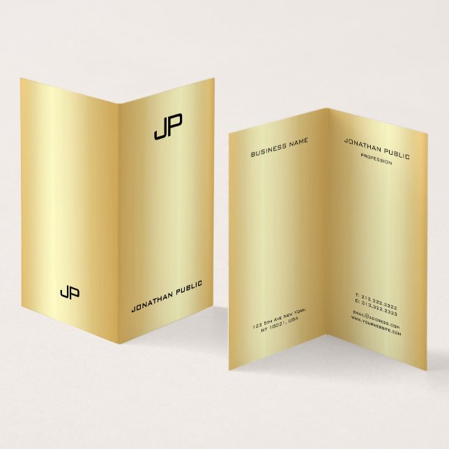 Carte De Visite Élégant Monogramme moderne Faux Gold Professional (Intérieur et extérieur)