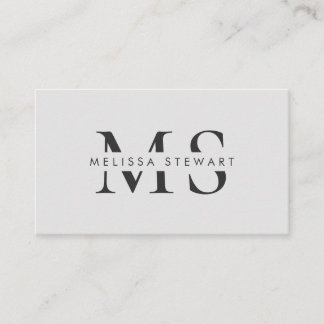 Carte De Visite Élégant monogramme moderne gris clair professionne
