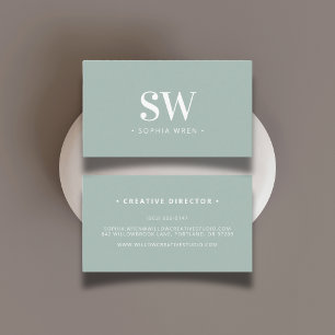 Carte De Visite Élégant Monogramme Moderne Minimal Style Sage