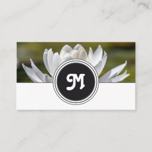 Carte De Visite Élégant monogramme nénuphoriste blanc gris gris