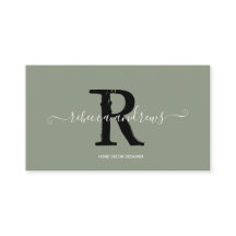 Élégant Monogramme Nom du script Sage initial Vert