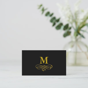 Carte De Visite Élégant monogramme or et calligraphie