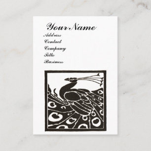 CARTE DE VISITE ÉLÉGANT MONOGRAMME PAON NOIR BLANC