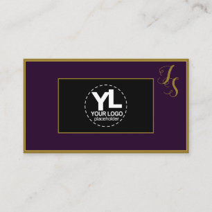 Carte De Visite Élégant monogramme personnalisé et logo noir fo