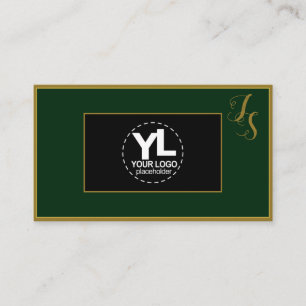 Carte De Visite Élégant monogramme personnalisé et logo vert fo