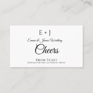 Carte De Visite Élégant Monogramme Réception de mariage Boisson Bi
