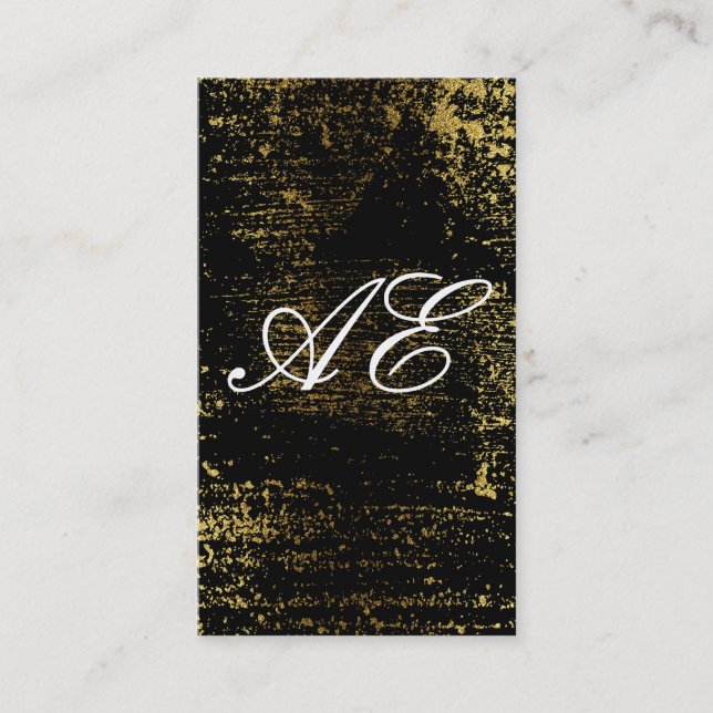 Carte De Visite Élégant Monogramme Script Gold Grunge (Devant)